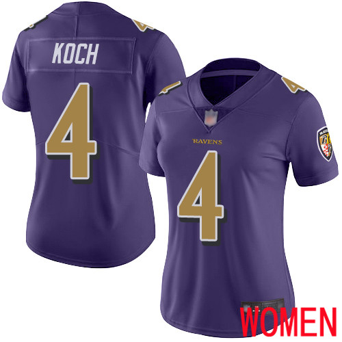 Baltimore Ravens Limited Purple Women Sam Koch Jersey NFL Football #4 Rush Vapor Untouchable->women nfl jersey->Women Jersey